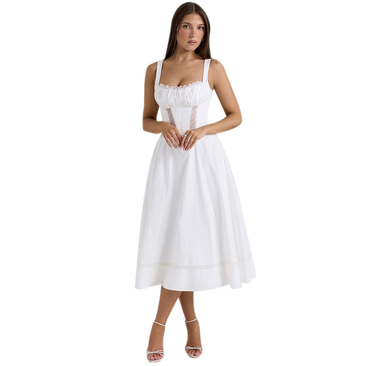 Damen Midi-Kleid mit raffiniertem Taillen-Design und zarter Rüsche Drune