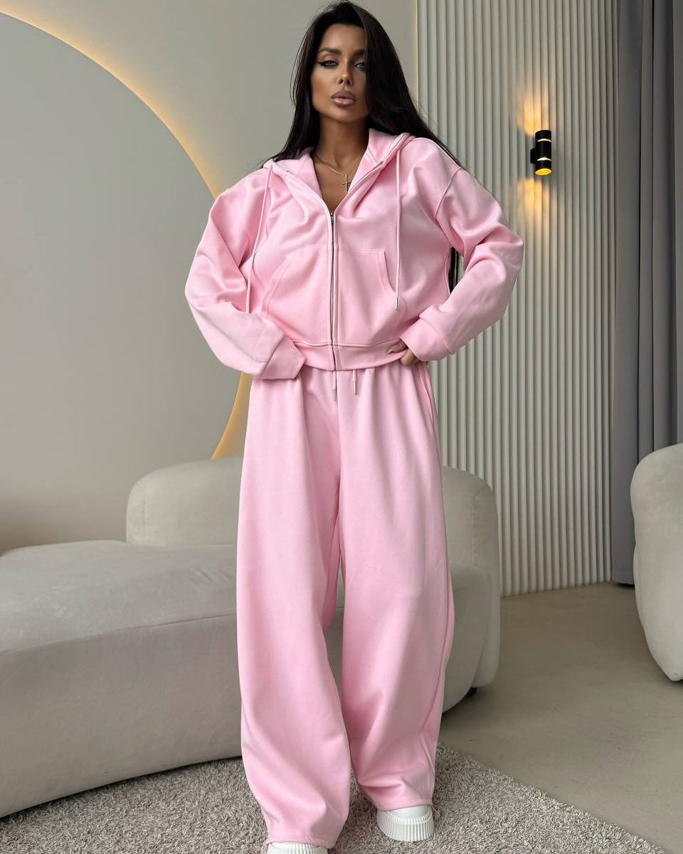 Damen bequemer und eleganter Hoodie mit weiten Hosen Drune