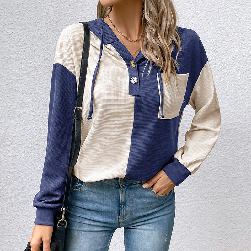 Damen lässiges Pulloverhemd mit stylishen Kontrastdetails Drune