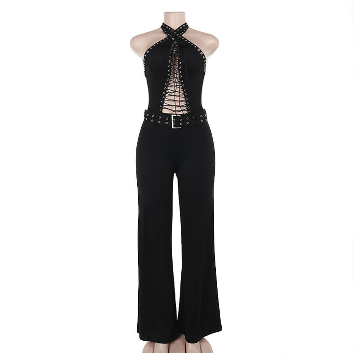 Damen Figurbetonter Jumpsuit mit raffiniertem Schnürdesign Drune