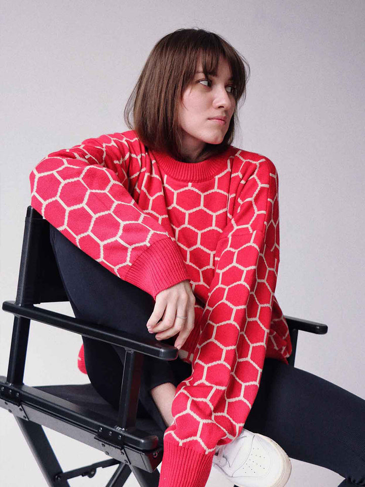 Damen Pullover mit exklusivem Wabenmuster und komfortablem Schnitt Drune