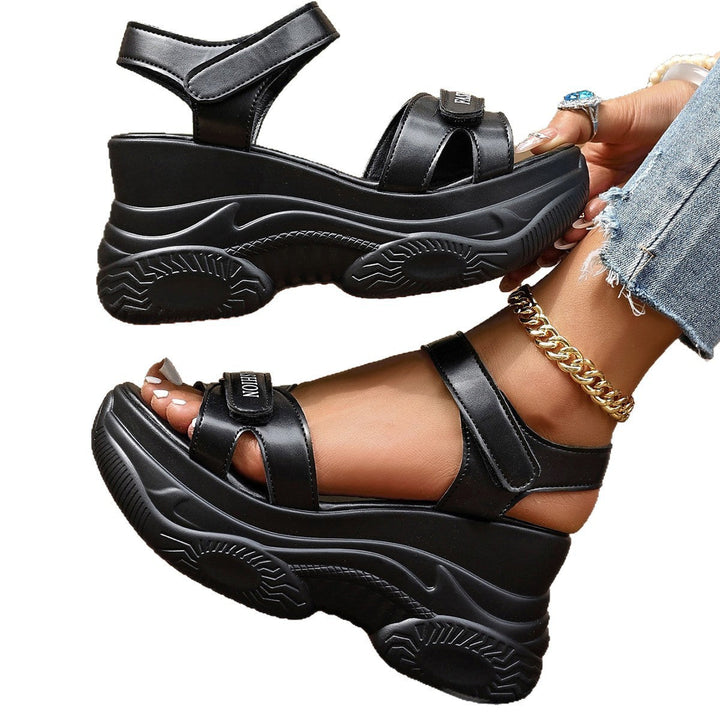 Damen Sportliche Sandalen mit dicker Sohle und modischem Riemen Drune