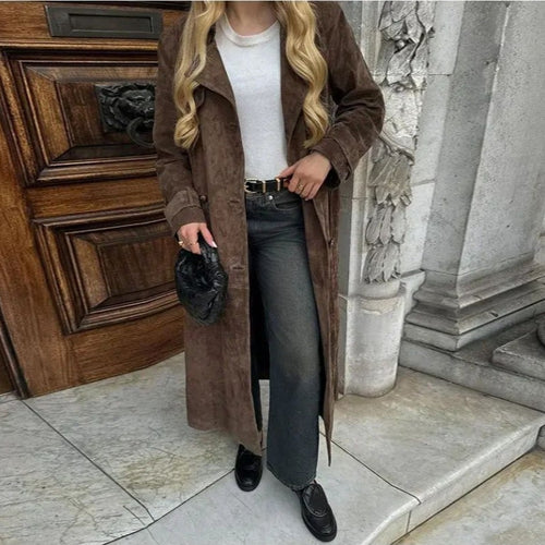 Damen eleganter Trenchcoat mit gefüttertem Kragen und praktischen Taschen Drune