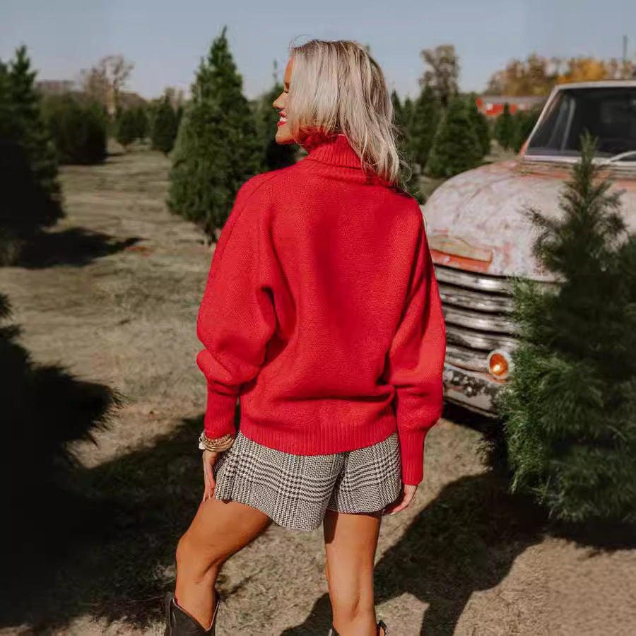 Damen Rollkragenpullover mit lustigem Weihnachtsmotiv Drune