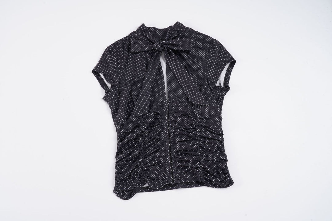 Damen Elegantes Rüschenshirt mit schickem Bindeband Drune