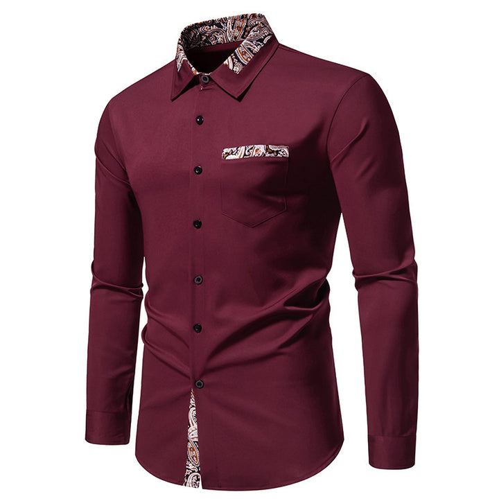 Herren Langarmhemd mit eleganten Paisley-Mustern Drune