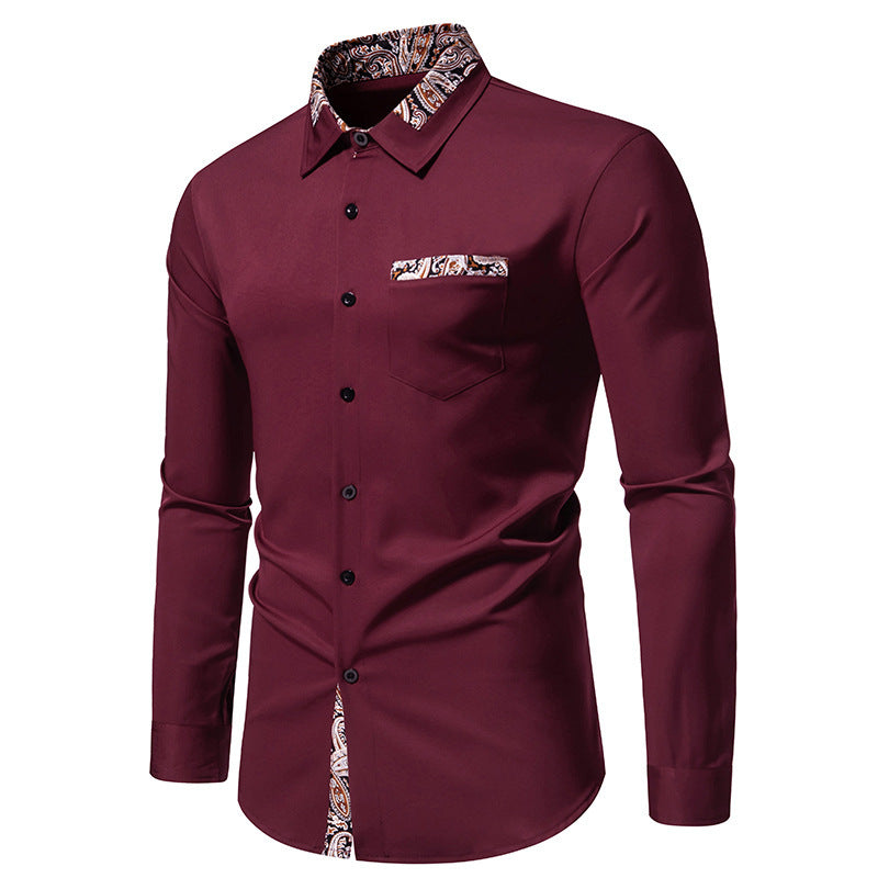 Herren Langarmhemd mit eleganten Paisley-Mustern Drune