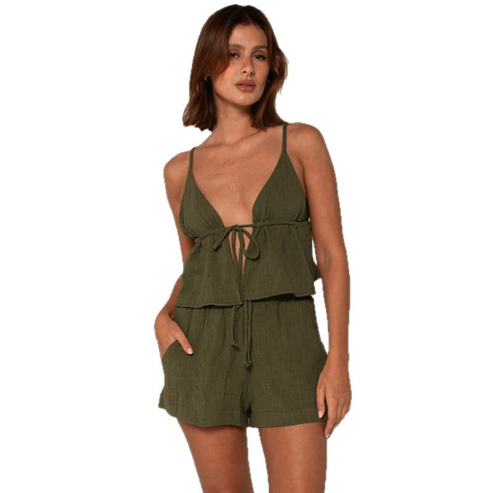 Damen Bikini-Set mit verstellbarem Oberteil und lässigen Shorts Drune