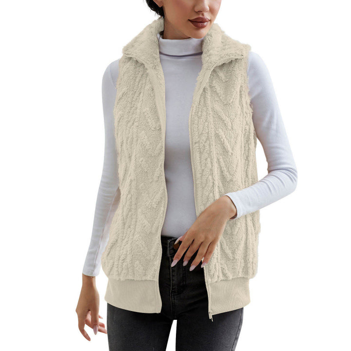 Damen kuschelige Fleecejacke mit Stehkragen und praktischen Taschen Drune