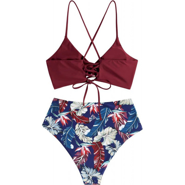 Damen Hochwertiger Bikini mit Knotendetail und hohem Bund Drune