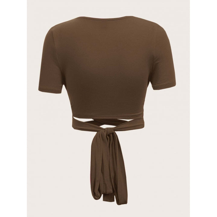 Damen Einseitig drapiertes Crop-Top mit Bindegürtel Drune