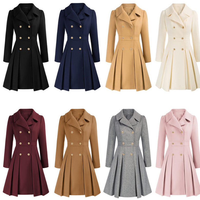 Damen Eleganter Trenchcoat mit tailliertem Schnitt und Plissee-Detail Drune