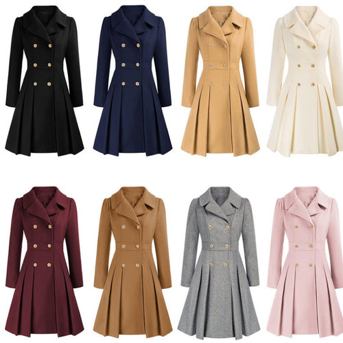 Damen Eleganter Trenchcoat mit tailliertem Schnitt und Plissee-Detail Drune