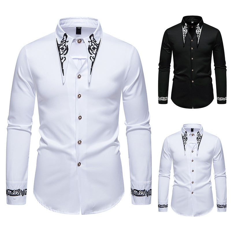Herren modisches Hemd mit kreativem Kragen-Design Drune