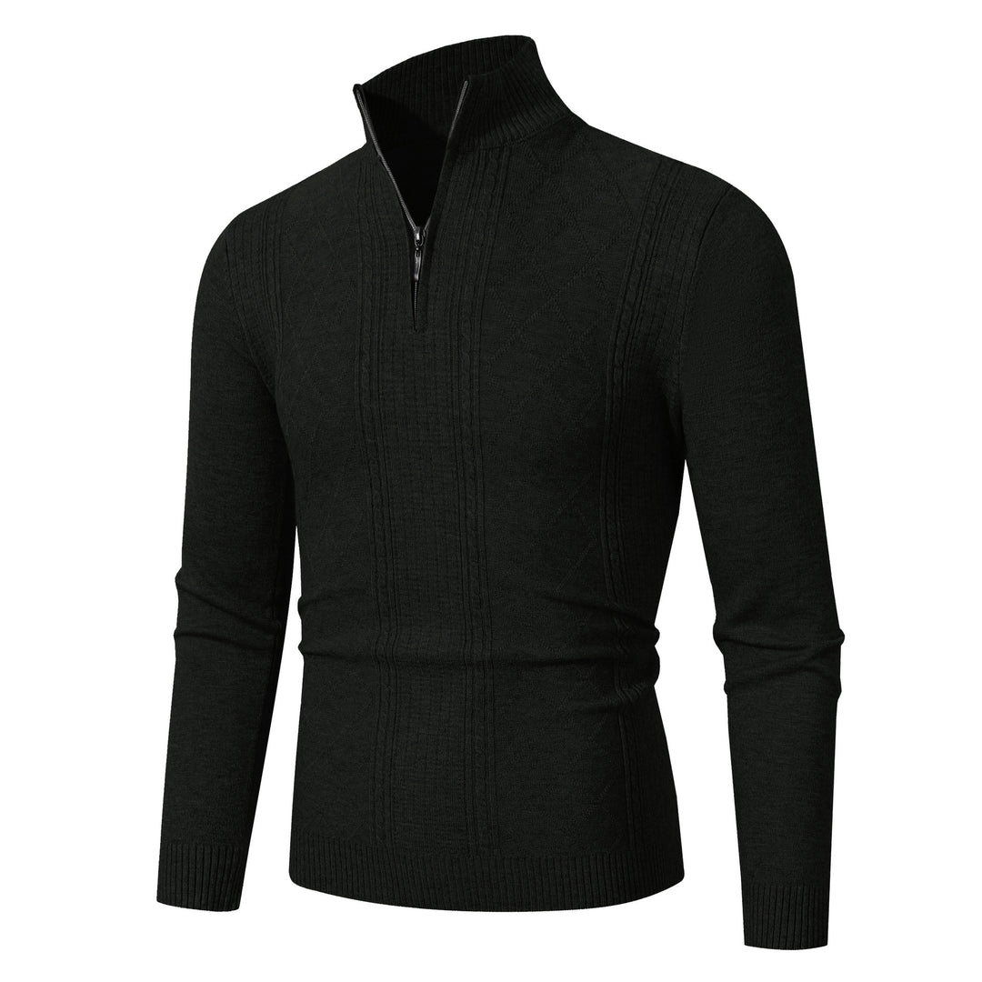 Herren Strickpullover mit hochabschließendem Reißverschluss und modernem Zopfmuster Drune