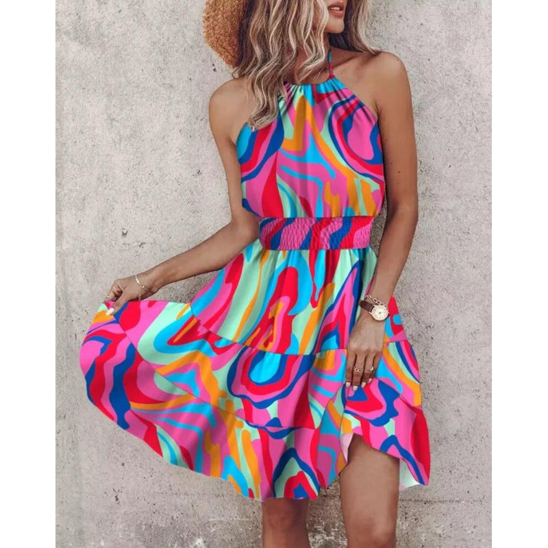 Damen Halter Neck Rüschenschichtkleid Drune