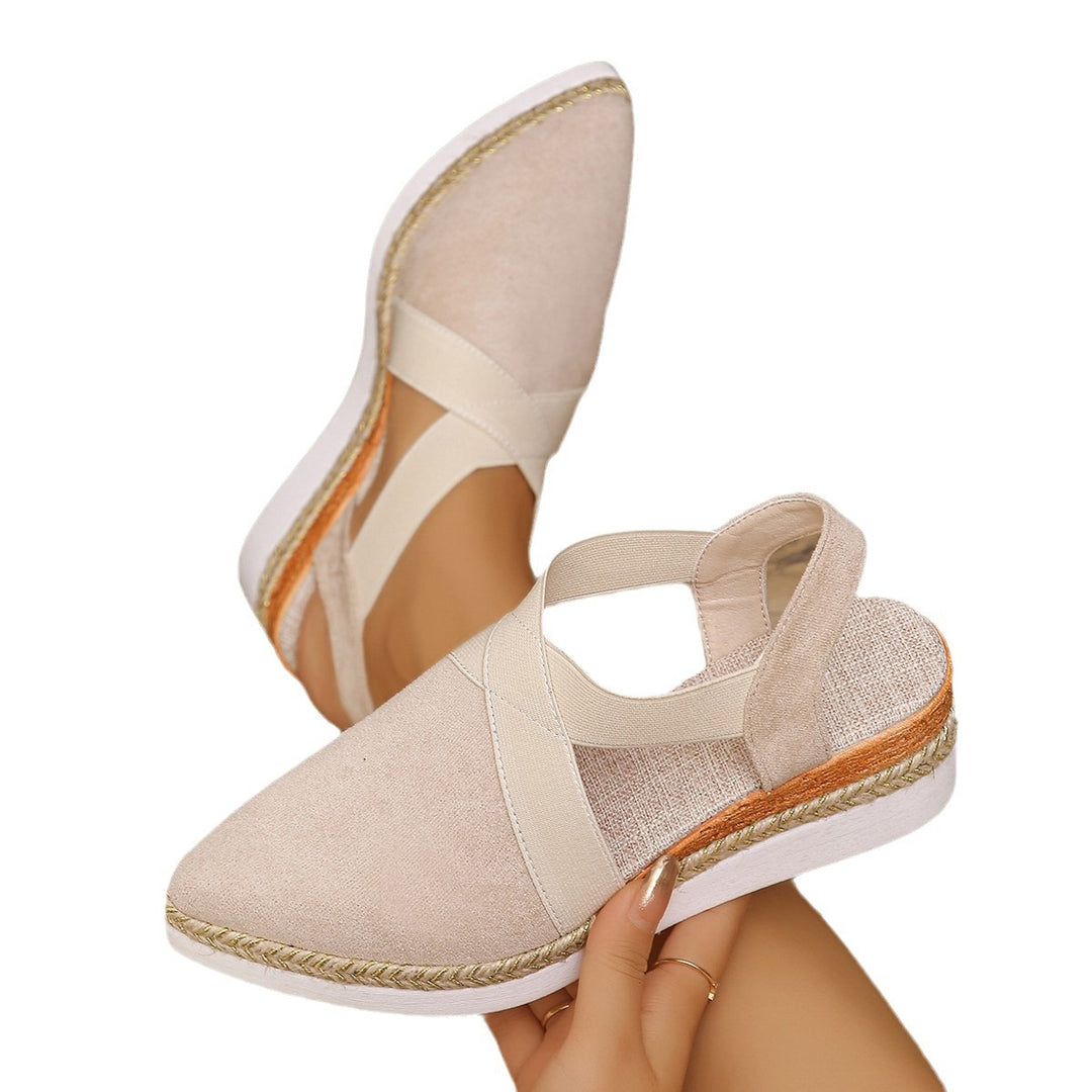 Damen nan Velours-Slingback-Keil mit spitzer Vorderkappe, geflochtenem Juteband und dämpfender Laufsohle Drune