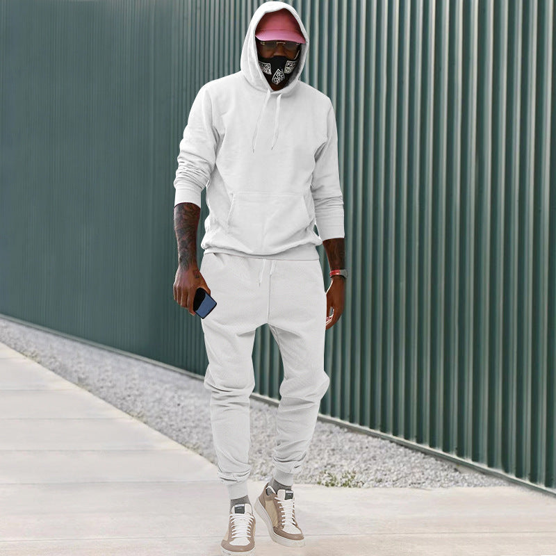 Herren nan lässiges Hoodie- und Jogging-Set aus French Terry mit Kängurutasche, gerippten Bündchen und elastischem Tunnelzugbund Drune