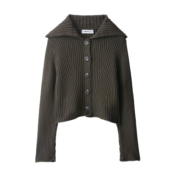 Damen cropped Strickjacke mit elegantem Rippenmuster Drune