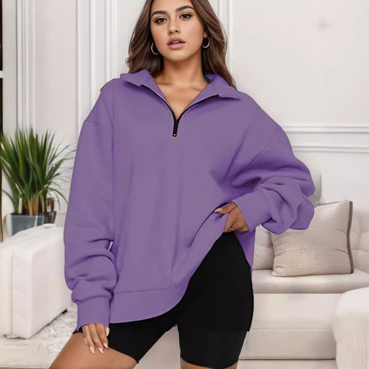 Damen Oversized Sweatshirt mit Stehkragen Drune