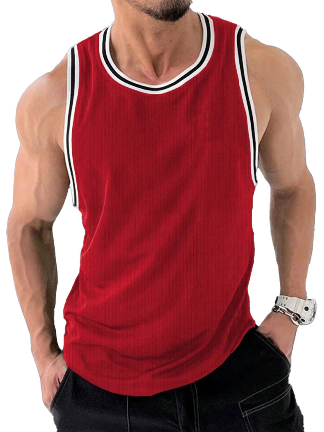 Herren Sportliches ärmelloses Tanktop mit atmungsaktivem Material und modernem Rippendesign Drune