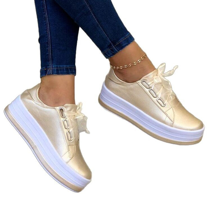 Damen komfortable Plateau-Sneaker mit elegantem Metallic-Obermaterial Drune