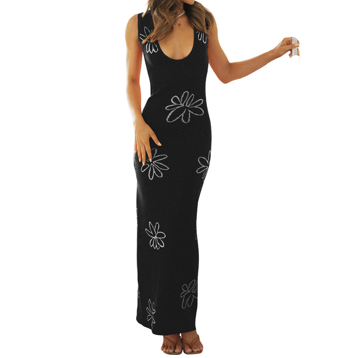 Damen figurbetontes Maxikleid mit floralem Muster und tiefem V-Ausschnitt Drune