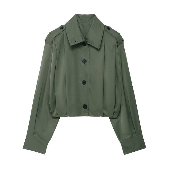 Damen cropped Blusenjacke mit elegantem Schnitt und Knopfdetails Drune