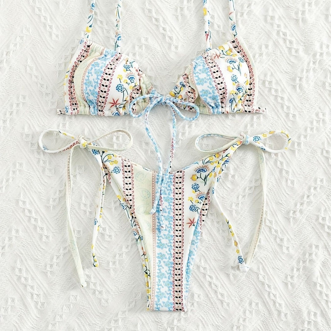 Damen Triangel-Bikini mit verspieltem Design und verstellbaren Trägern Drune