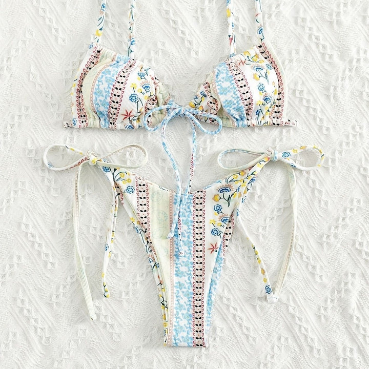 Damen Triangel-Bikini mit verspieltem Design und verstellbaren Trägern Drune