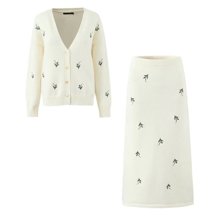 Damen Strickjacke mit floralem Design und Knopfleiste Drune