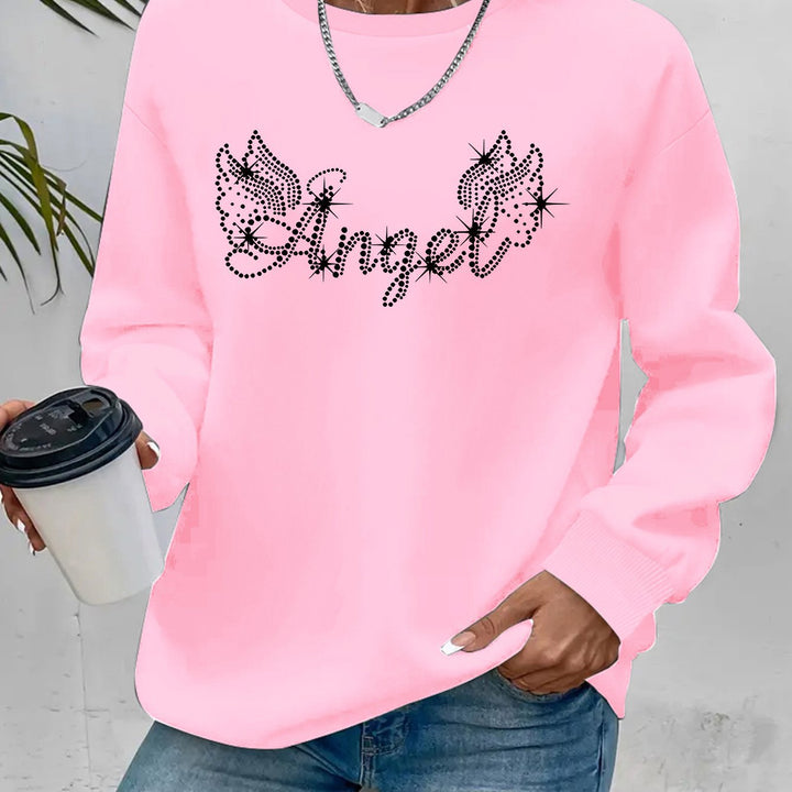 Damen Sweatshirt mit glitzerndem Aufdruck und lässigem Schnitt Drune