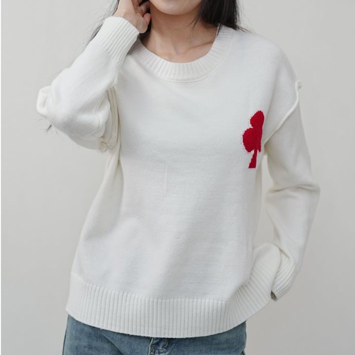 Damen Kuscheliger Pullover mit dekorativem Motiv Drune