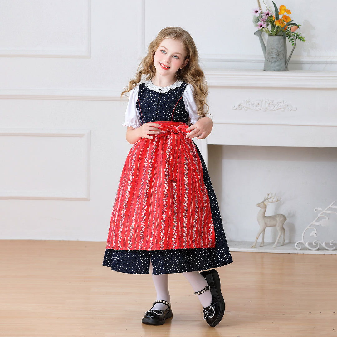 Damen nan traditionelles Dirndlkleid für Mädchen mit abnehmbarer Schürze Drune