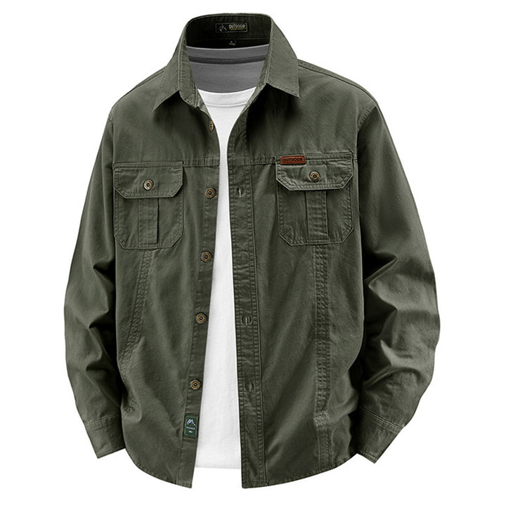 Herren nan leichte Overshirt-Jacke mit Klappbrusttaschen und klassischem Hemdkragen Drune