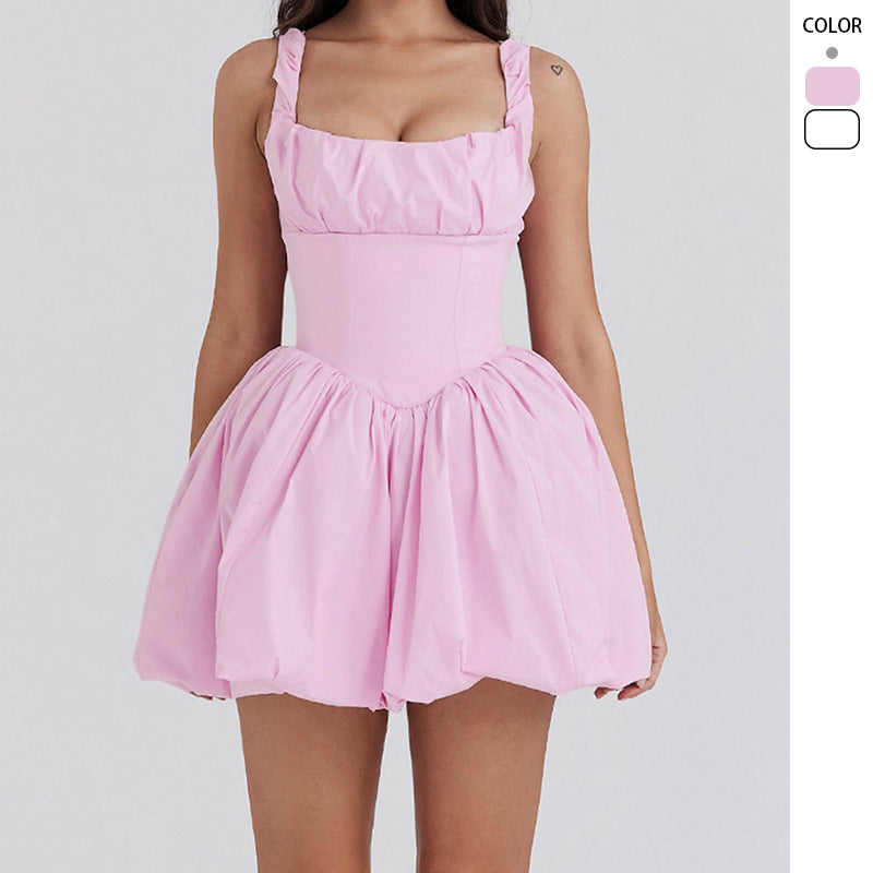 Damen Verspieltes Mini-Kleid mit voluminösem Rock und gerafften Details Drune
