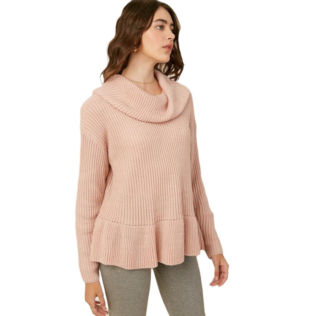 Damen Gemütlicher Strickpullover mit weitem Kragen und voluminösem Saum Drune