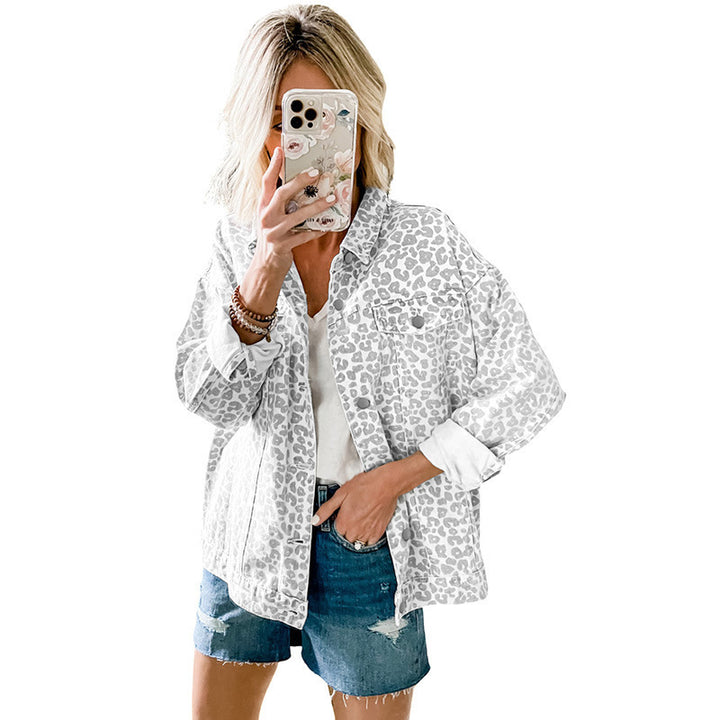 Damen Jeansjacke im angesagten Leo-Design mit lässigem Schnitt und modischen Details Drune