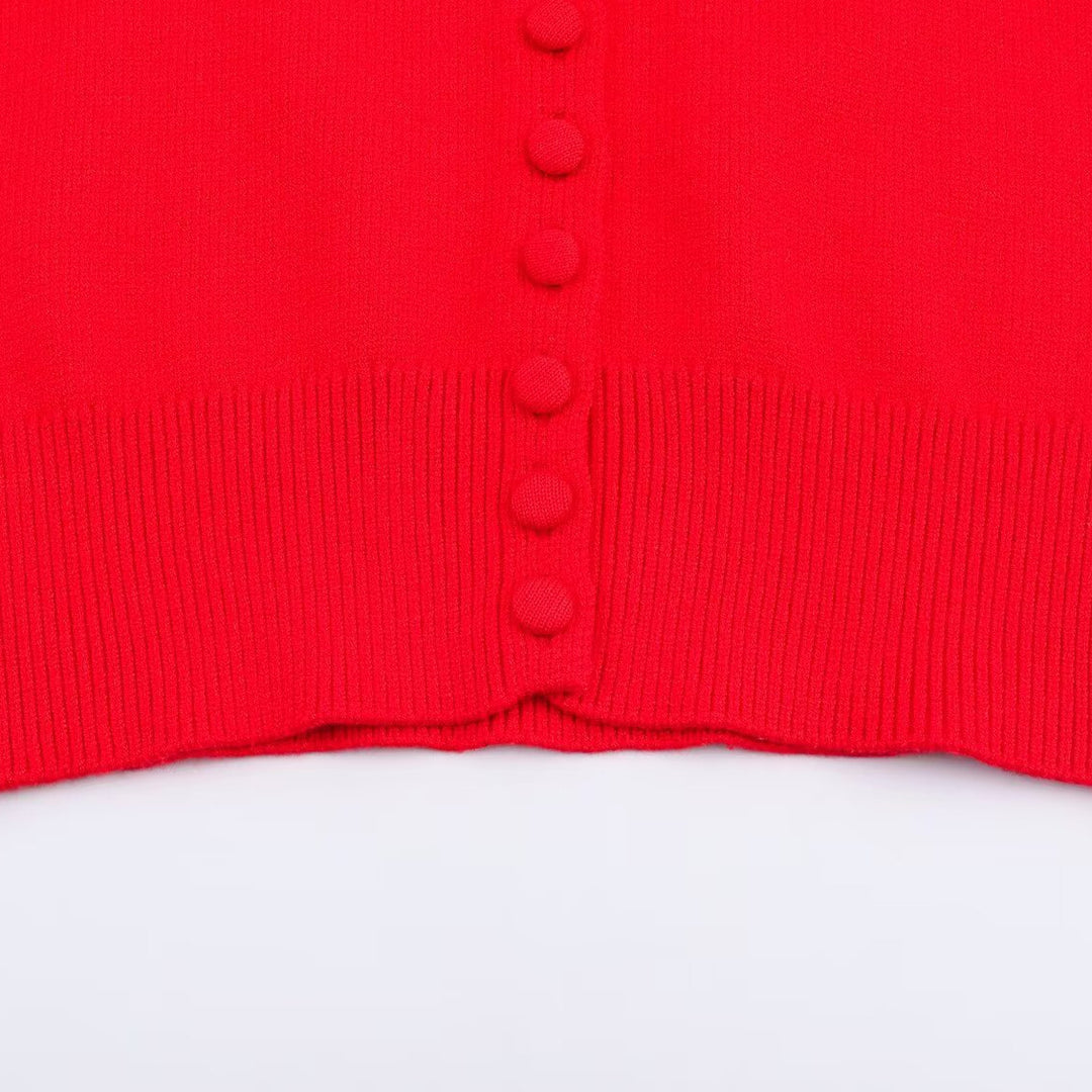Damen modische Strickjacke mit Kragen und eleganter Knopfleiste Drune
