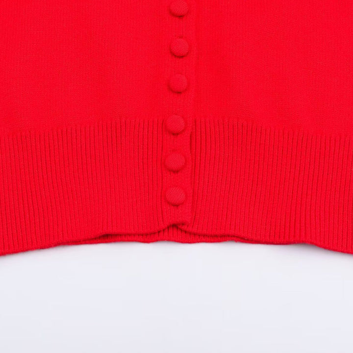 Damen modische Strickjacke mit Kragen und eleganter Knopfleiste Drune