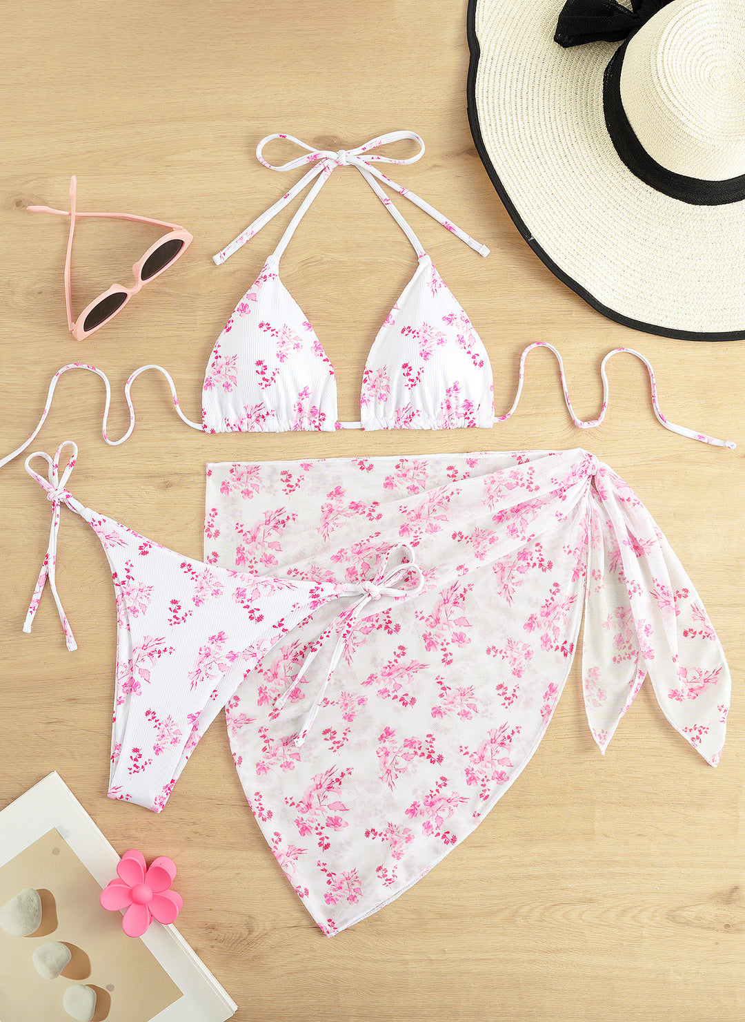 Damen Triangel-Bikini-Set mit elegantem Wickelrock Drune