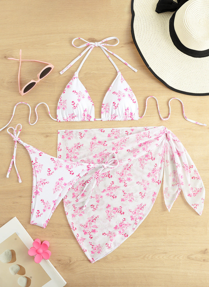 Damen Triangel-Bikini-Set mit elegantem Wickelrock Drune