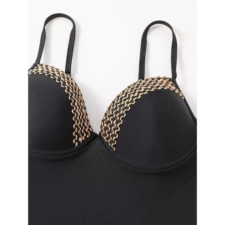 Damen Einteiler Badeanzug mit eleganten Überwurf-Details Drune