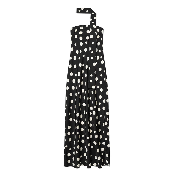 Damen Maxikleid mit asymmetrischem Träger und verspieltem Punktemuster Drune