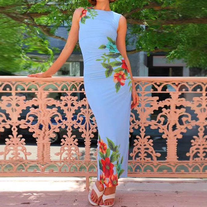 Damen Maxikleid mit floralem Druck und figurformendem Schnitt Drune