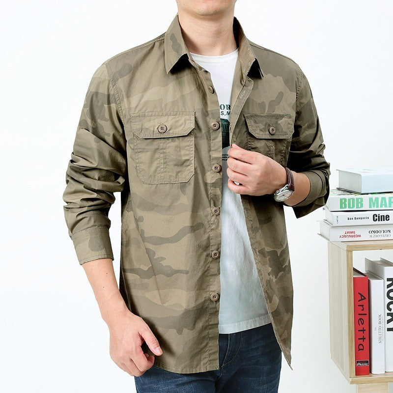 Herren nan Utility-Hemdjacke mit zwei Klappbrusttaschen und geradem Schnitt Drune