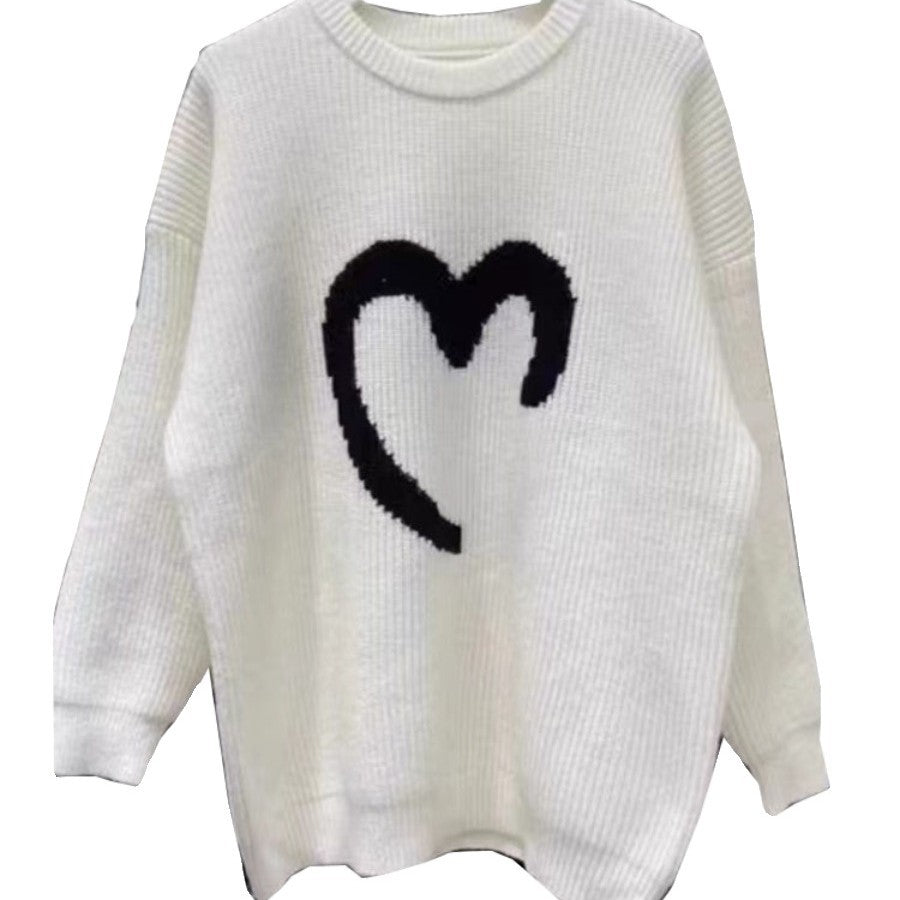 Damen Übergroßer Pullover mit gestricktem Smiley-Muster Drune