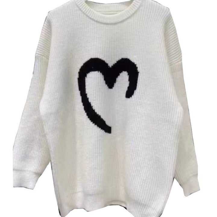 Damen Übergroßer Pullover mit gestricktem Smiley-Muster Drune