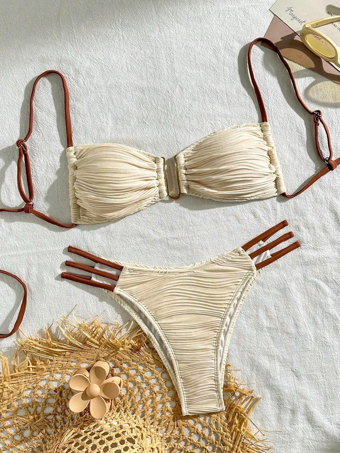 Damen Bandeau-Bikini mit modischem Rüschendesign Drune