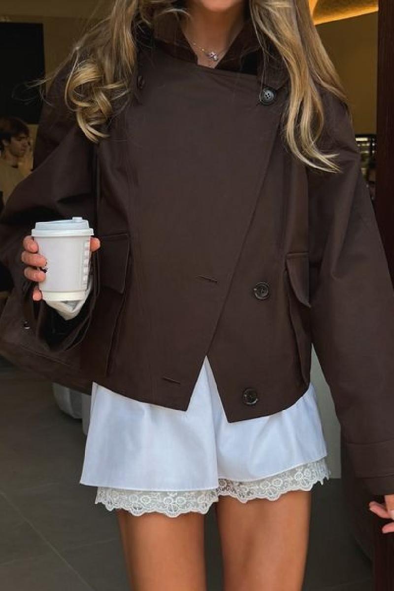Damen Kurze Jacke mit lässigem Schnitt und großen Taschen Drune